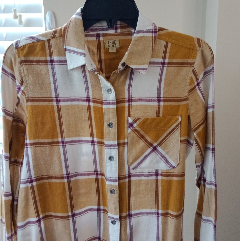 Plaid Button up Collar Blouse